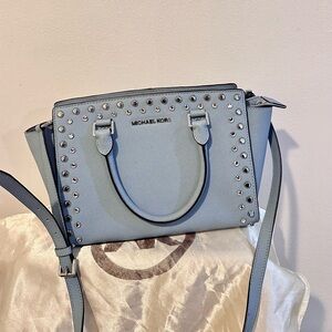 Michael Kors Light Blue Studded Satchel